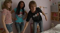 Lucky russian guy fucking with two girls